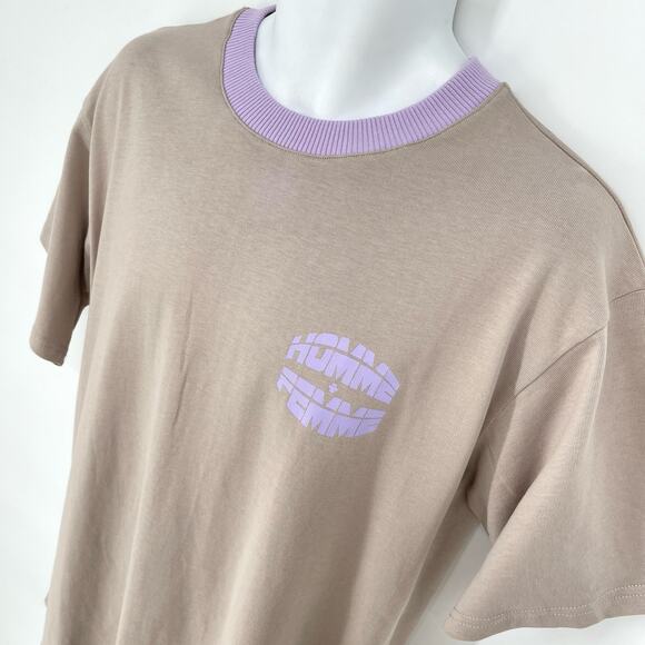 Homme + Femme NEW Core Logo Tee T-Shirt Mens Sz S Tan Purple Heavy Cotton - Picture 2 of 6